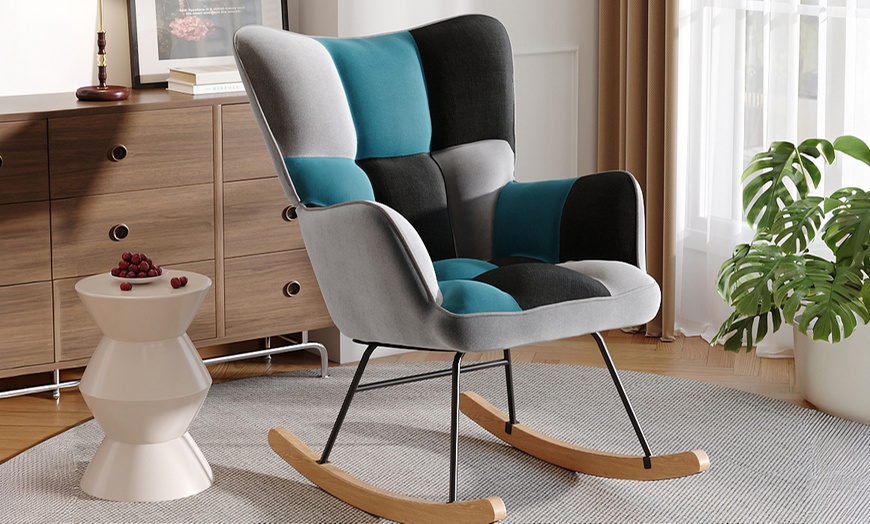 Image 3: Living And Home Tufted Rocking Chair in Assorted Colours