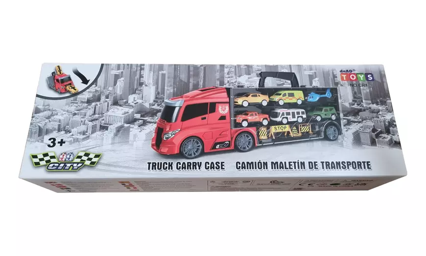 Image 7: CR1 Transporter Truck Carrycase Play Set with Toy Vehicles and Map