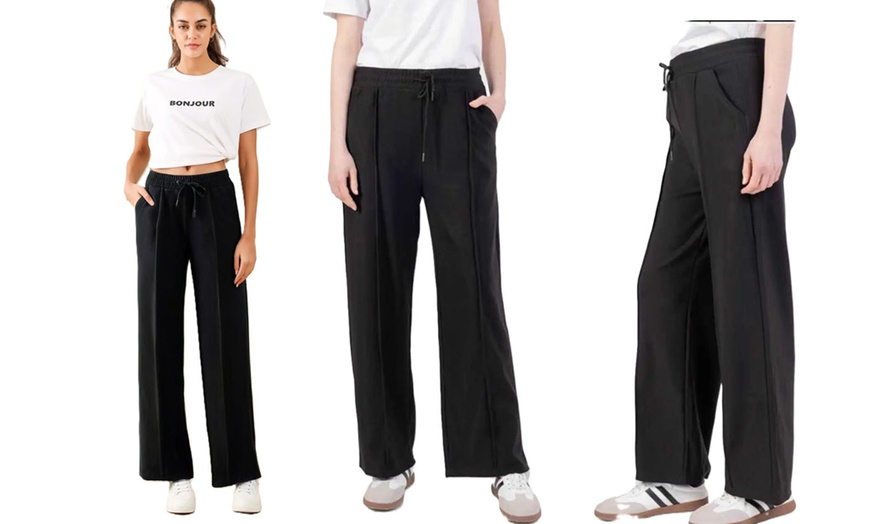 Image 8: Plain and Seam Front Wide Leg Trousers