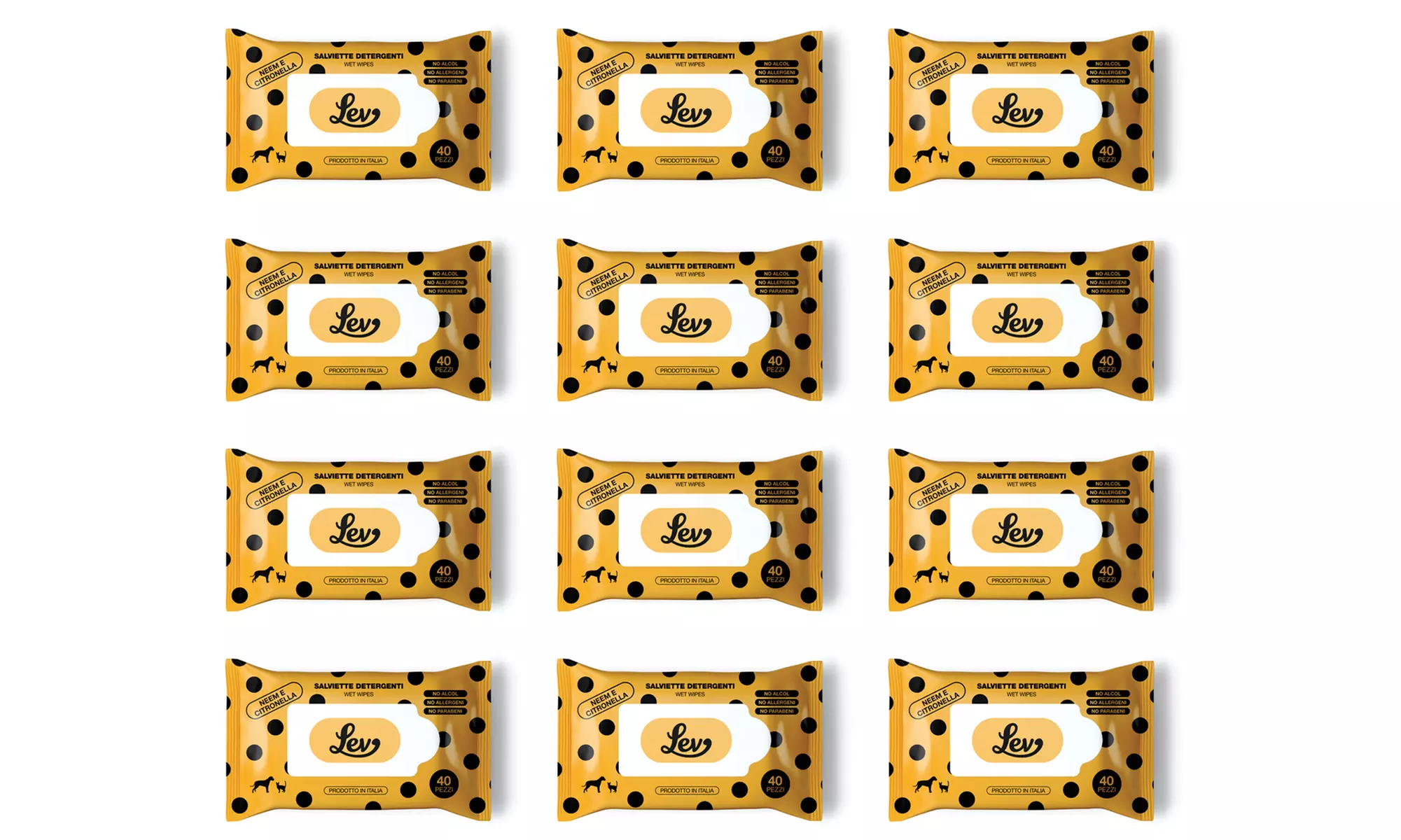 12 o 24 confezioni di salviette detergenti naturali Lev