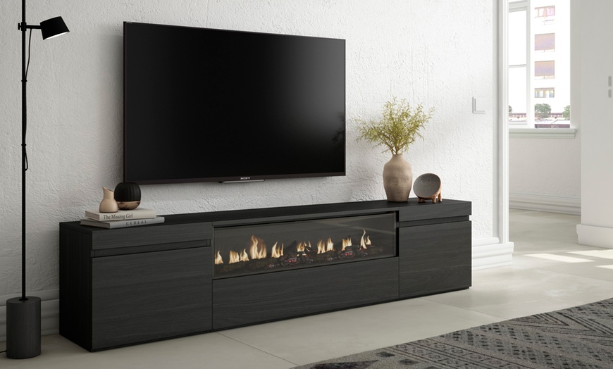 Image 11: Modernes TV-Lowboard (200cm) - Wahlweise mit 3D-Elektrokamin oder extra Stauraum