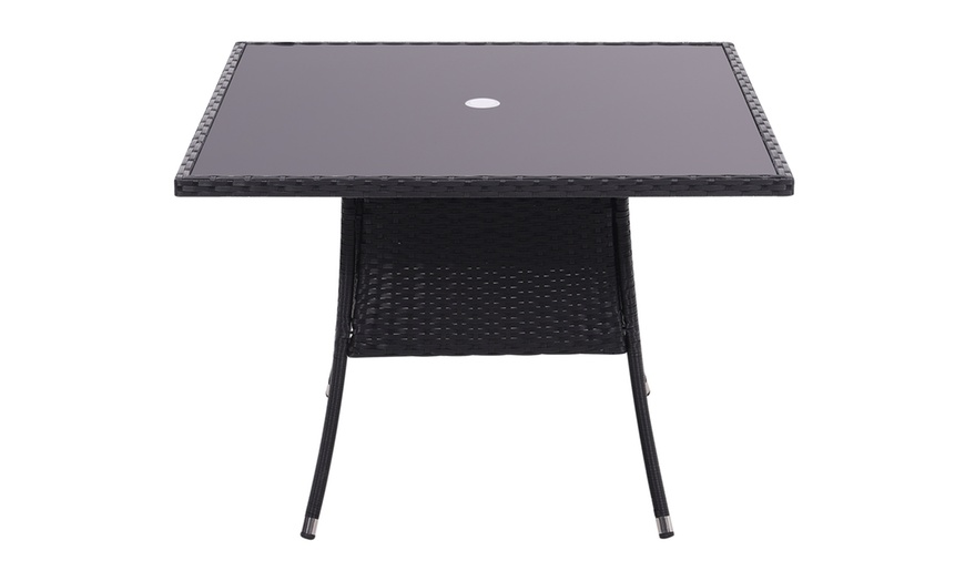 Image 25: Outdoor Garden Rattan Effect Tempered Glass Coffee Table with 6 Styles