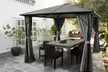 Tonnelle avec toit rigide en polycarbonate, et 4 rideaux en option - Second Medium