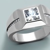 Image 1: Mens Stainless Steel and Cushion Cut Cubic Zirconia Flush Setting Ring