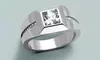 Mens Stainless Steel and Cushion Cut Cubic Zirconia Flush Setting Ring