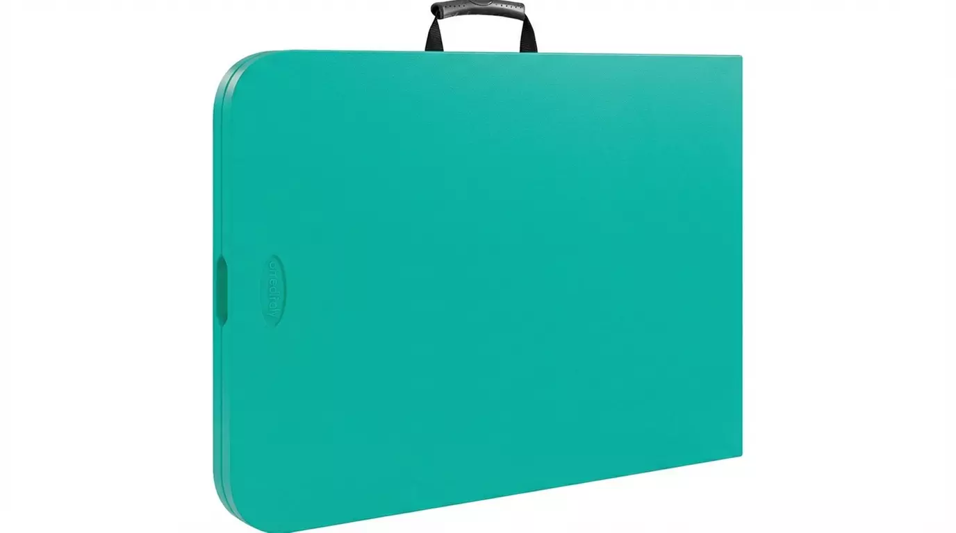 Tavolino pieghevole portatile in resina con struttura in ferro