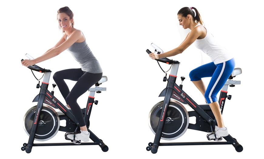 Image 2: HomCom Flywheel Exercise Bike