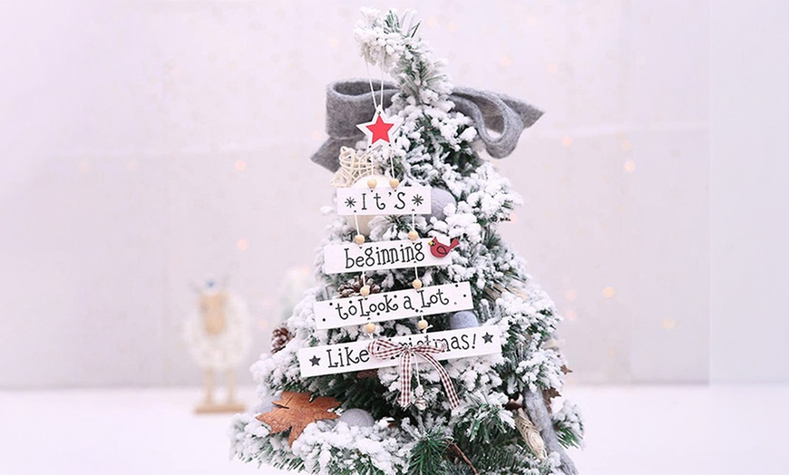 Image 5: Two or Four Christmas Tree Hanging Cards – Available in White and Grey