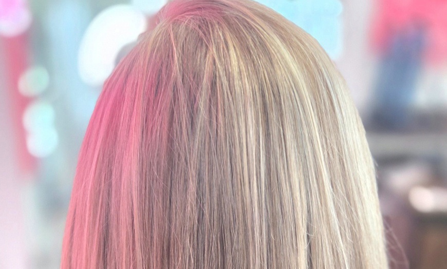 Image 12: Single Roots Touch Up with Style, Partial Highlights, Haircut & More