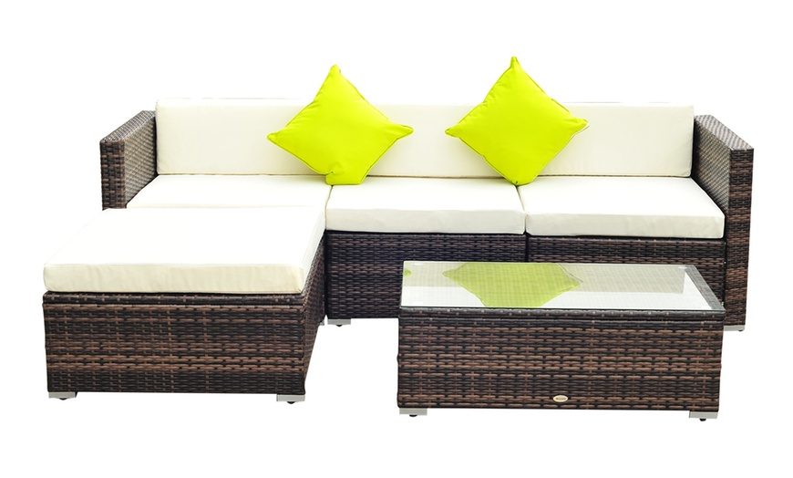 Image 2: Outsunny Rattan Effect Garden Sofa Set