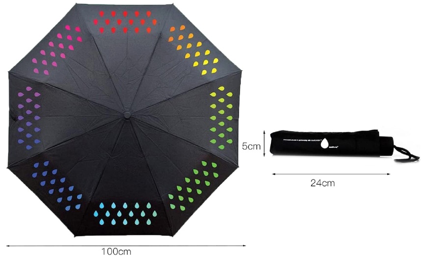 Image 10: Parapluie pliant imperméable et coupe-vent qui change de couleur