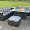 Image 1: Fimous 9-Seater Rattan-Effect Garden Furniture Set with Fire Pit Table