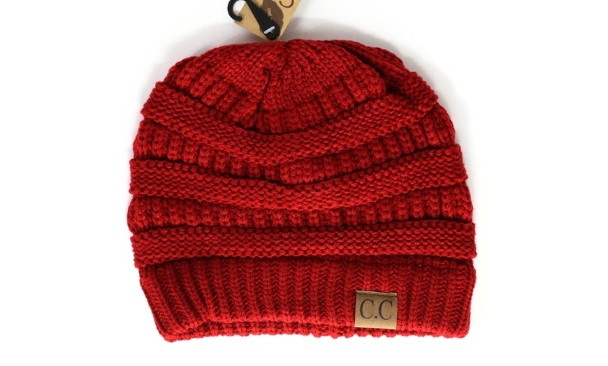 Image 20: Cheveux Corp. Women's Solid Classic CC Beanie 