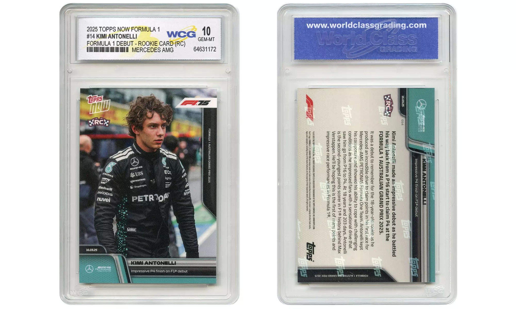 2025 Topps Now Formula 1 KIMI ANTONELLI F1 Debut ROOKIE Card #14 - Gem Mint 10