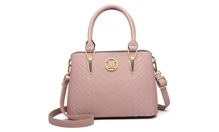 Image 22: PU Leather Texture Design Women's Handbag and Purse Set