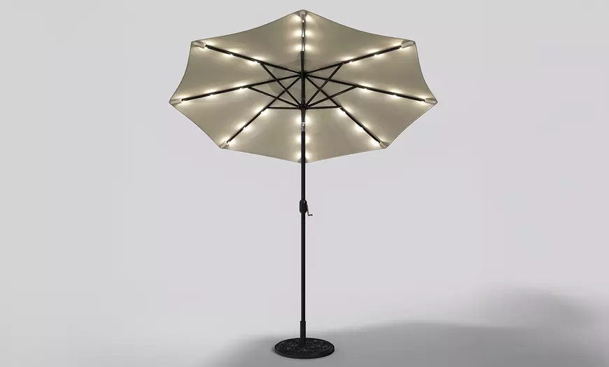 Image 7: Rotatable Solar Strip Lighting Umbrella with Fillable Base