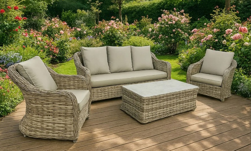 Image 1: 5 Seater Rattan-Effect Lounge Set