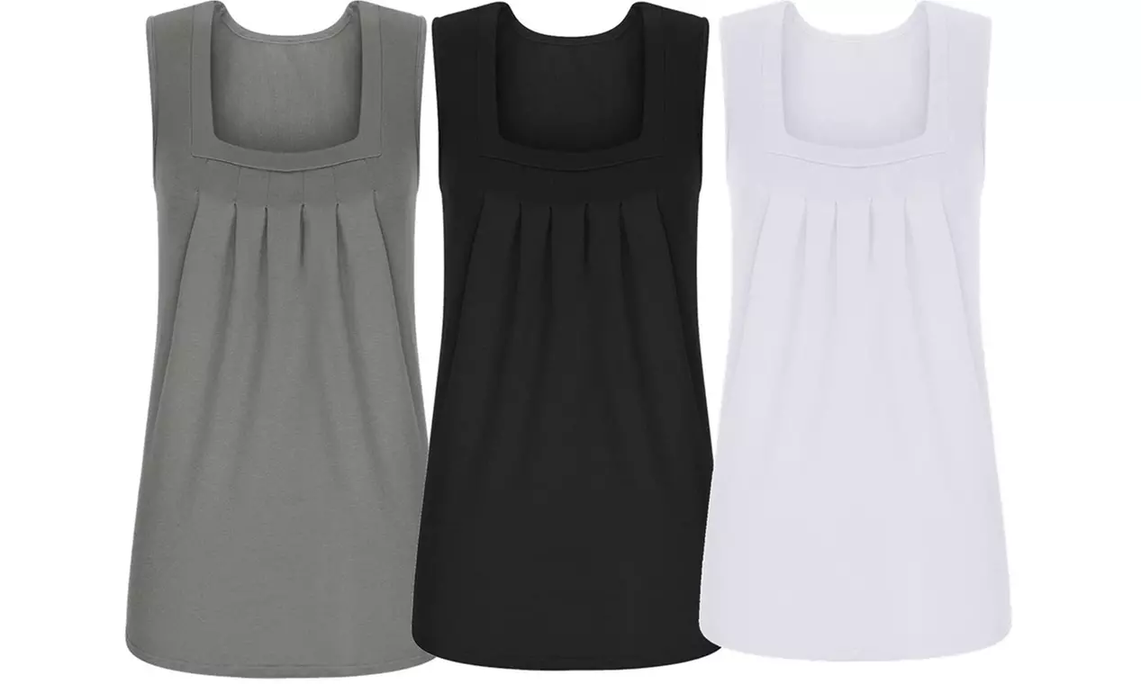 3 Pack Women's Essential Square Neck Tank Tops S-3X