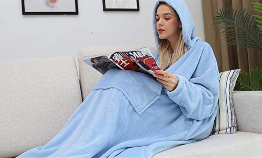 Image 9: Oversized Flannel Blanket Hoodie