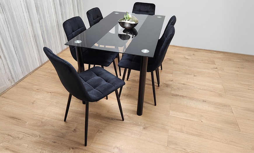 Image 36: Glass Dining Table Set with Chair Options