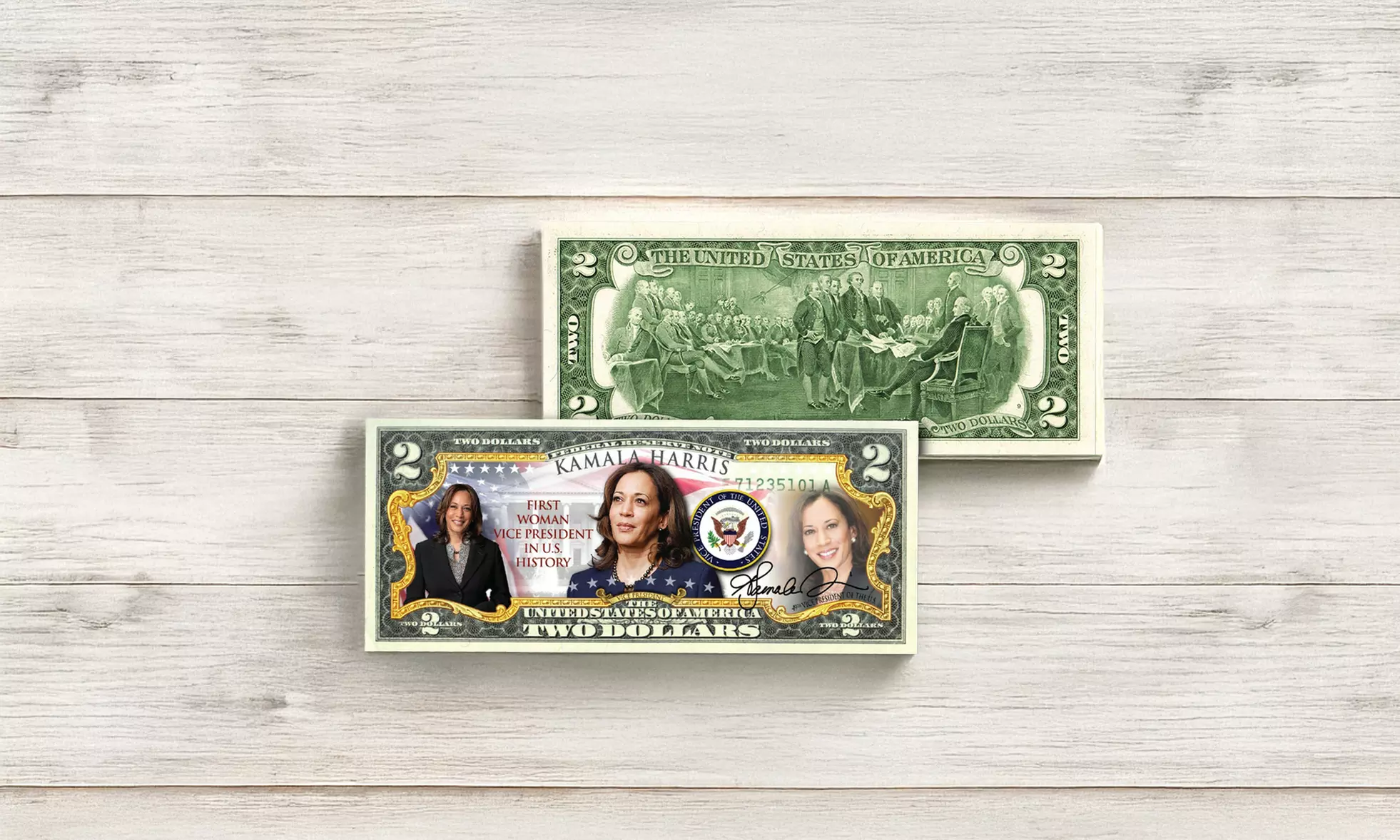 Kamala Harris "First Woman Vice President" Genuine U.S. 2 Dollar Bill