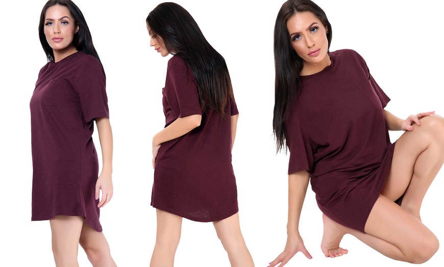 Image 13: Women's Plain Nightwear Nighty T-Shirt