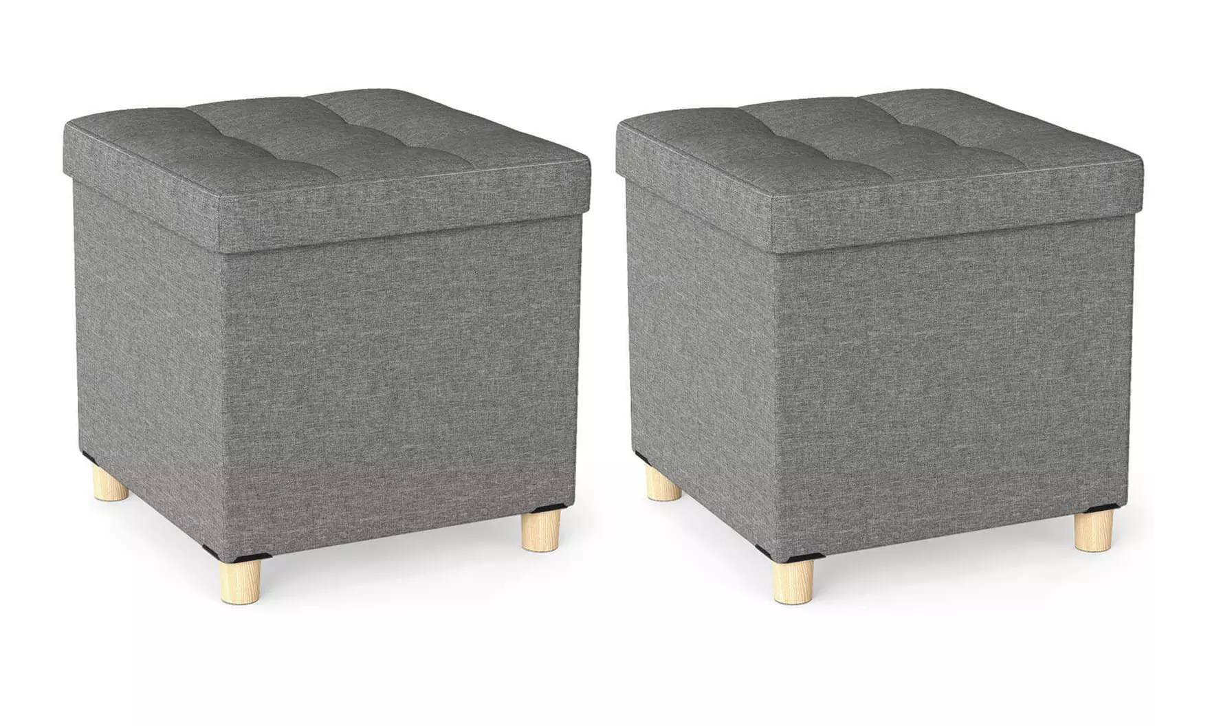 Costway 18 Inches Ottoman with Storage,Tray & Rubber Wood Legs for Small Space