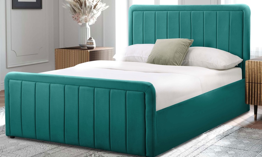 Image 7: Fabric Borneo Ottoman Bed with Optional Mattress