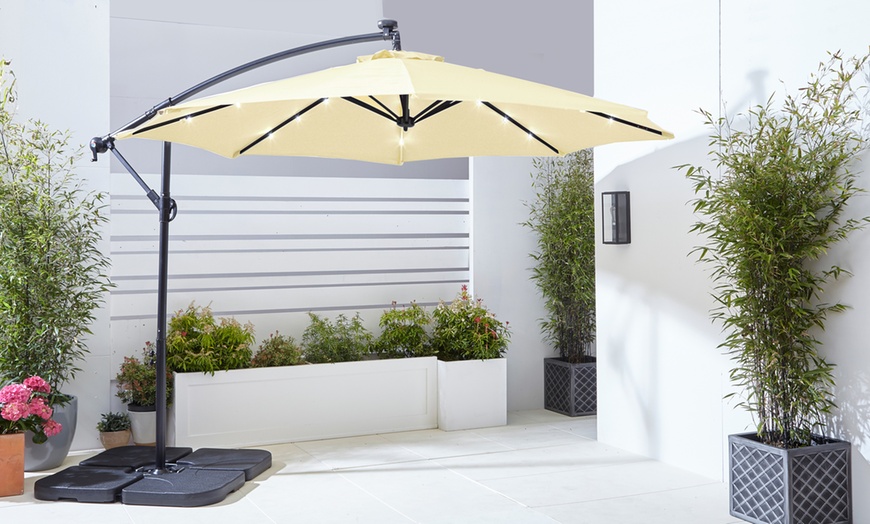 Image 13: Neo 3m Garden Outdoor Waterproof Freestanding Parasol LED Lights 