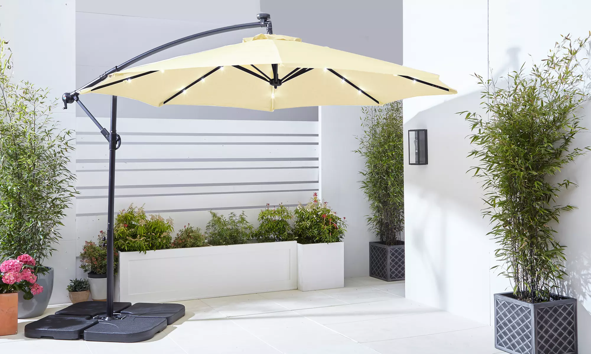 Neo 3m Garden Outdoor Waterproof Freestanding Parasol LED Lights