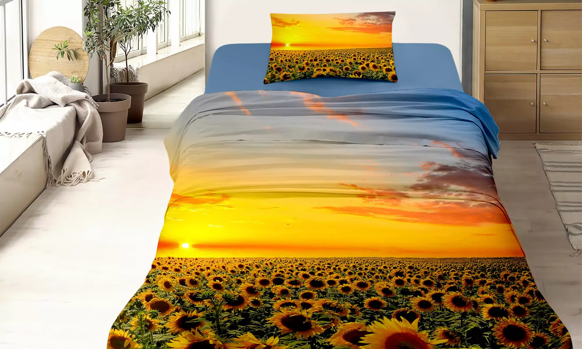 Completo lenzuola in cotone con stampa digitale