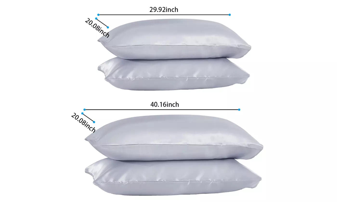 2 Pack Soft Satin Pillowcase Pillow Case Cushion Cover Queen King Size