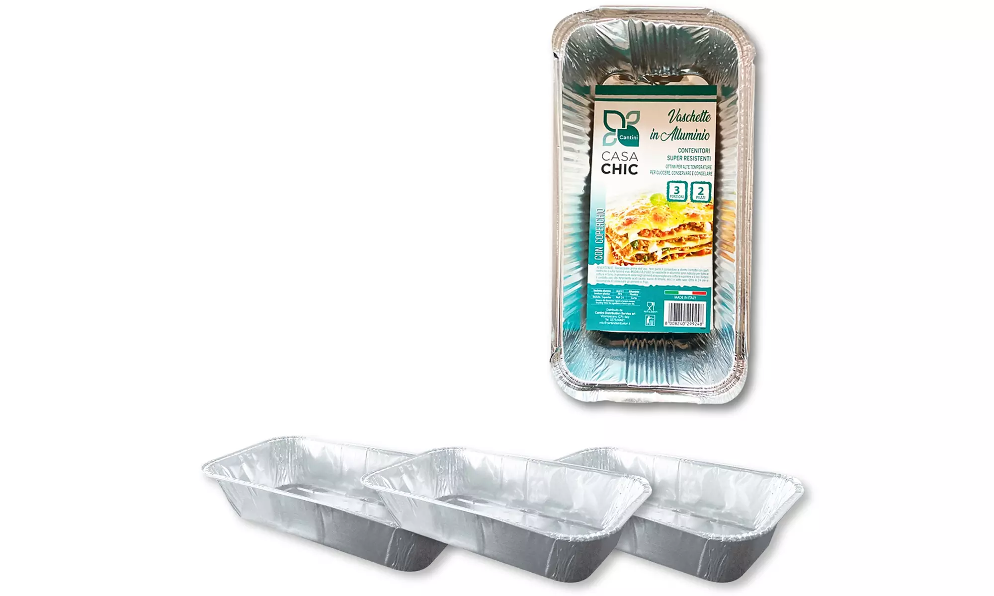 Fino a 192 contenitori in alluminio per alimenti