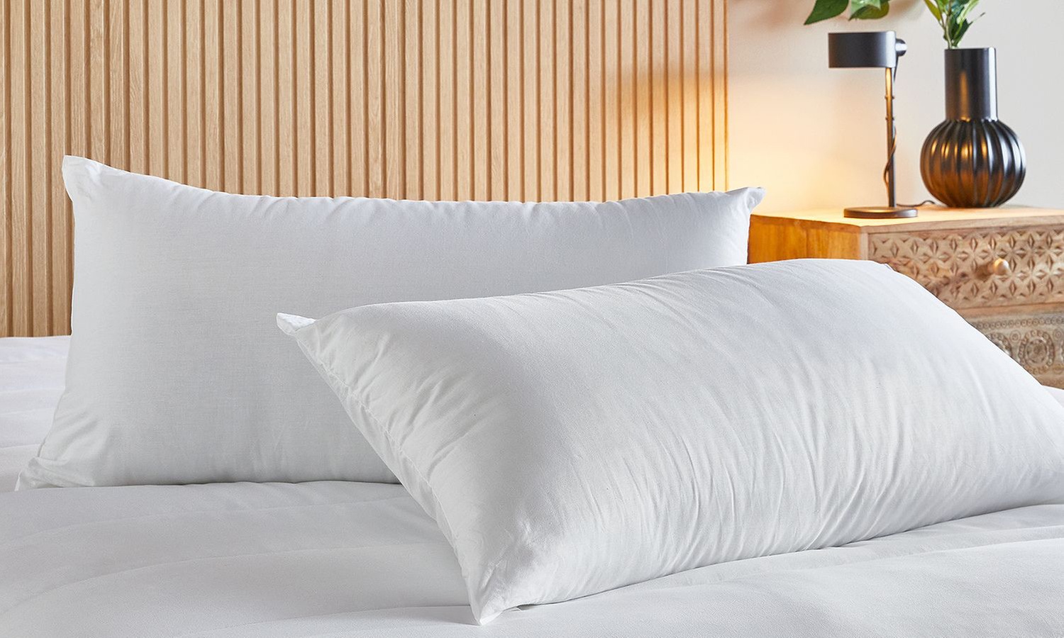 PIKOLIN Lot de 2 oreillers en fibres  hypoallergéniques