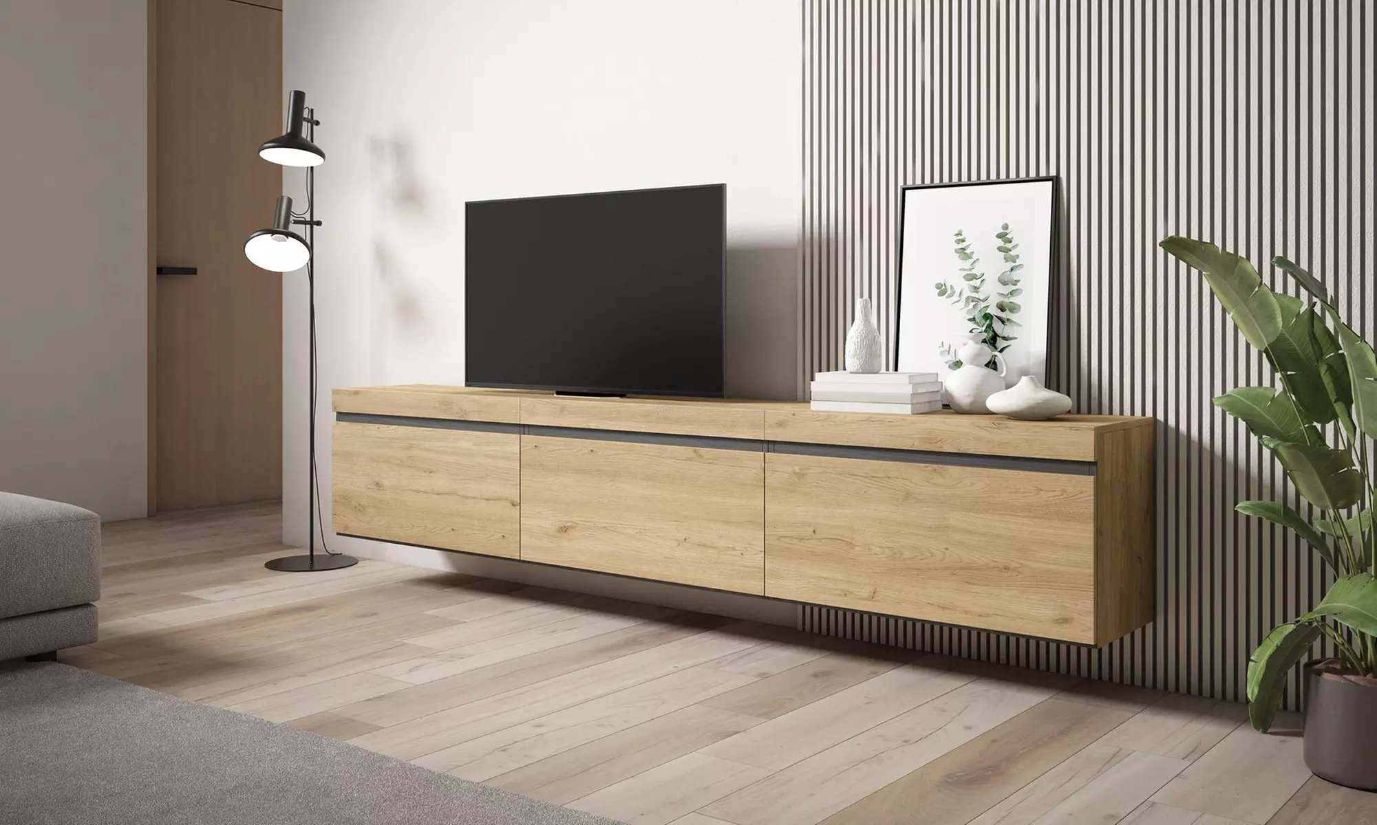 Meuble TV suspendu avec grande capacité de rangement