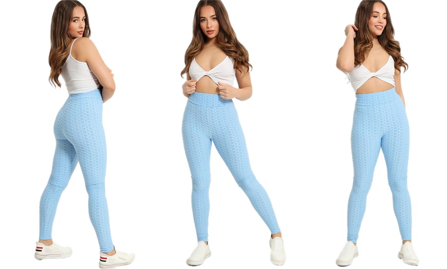 Image 7: Womens' High Waist Honeycomb Textured Leggings