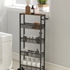 Image 4: HomCom Rolling Kitchen Trolley, Slim Storage Cart with Metal Frame