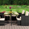 Image 7: 9 or 11 Piece High Back Rattan-Effect Cube Dining Set