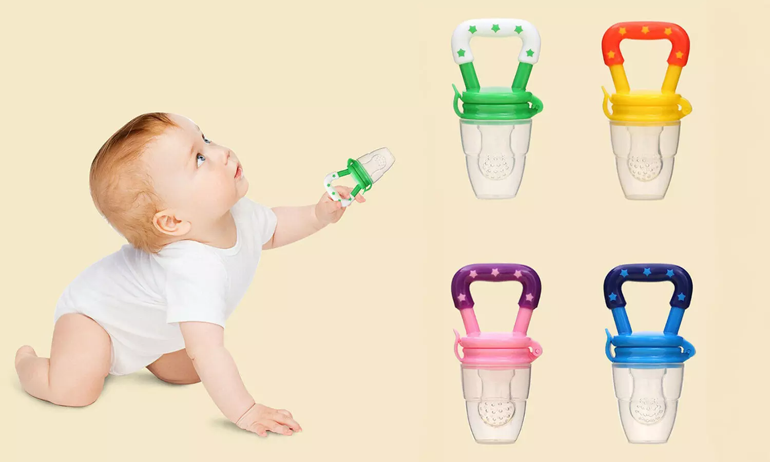 3 Pack Baby Food Feeder Fruit Silicone Nipple Teething Toy Soother Pacifier