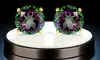 Solid 10K Gold 2CTW Rainbow Topaz Stud Earrings By MUIBLU Gems