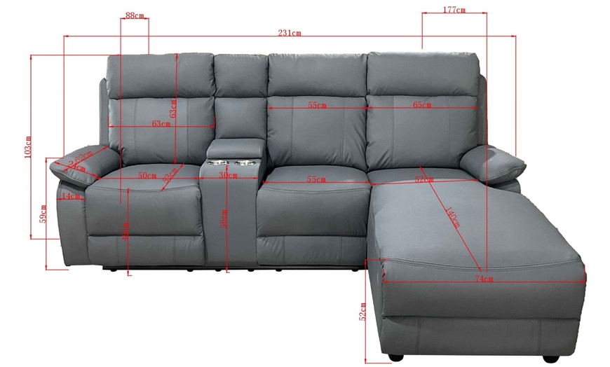 Image 14: DS Living Sorento 3 Seater Leather Corner Reclining Sofa