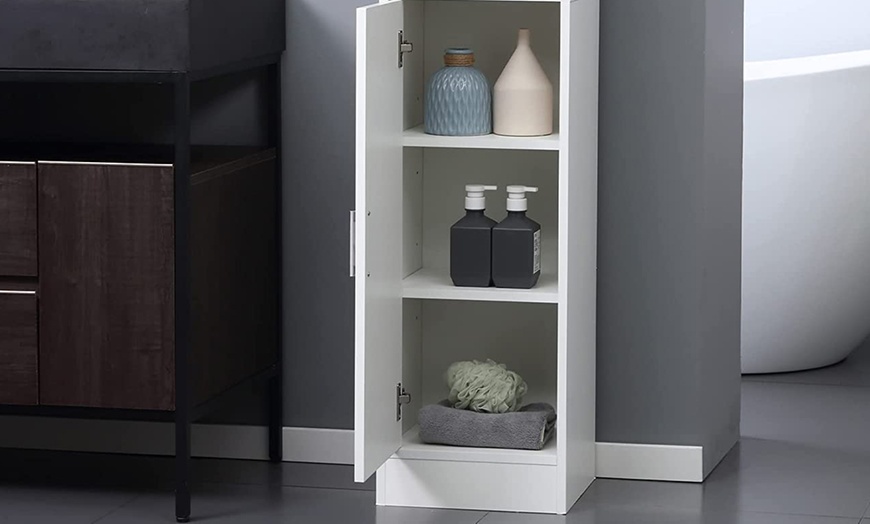 Image 11: HomCom Slim Tall Bathroom Cabinet