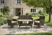 Ensemble de jardin 4 places "Salou" en résine tressée de Kocoon marron et coussins beige, livraison offerte - Second Medium
