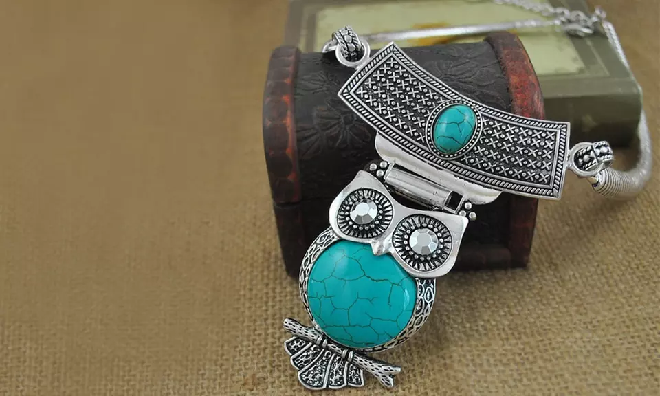 One, Two, Three, or Four Epic Innate Owl Stone Studded-Collar Necklaces from Novadab (Up to 91% Off) - Primary Image