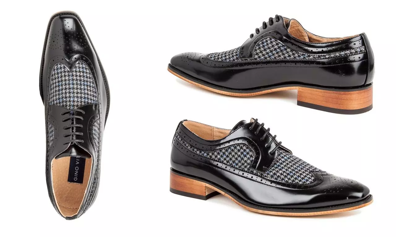 Gino Vitale Men's Wing Tip Brogue Two Tone Shoes