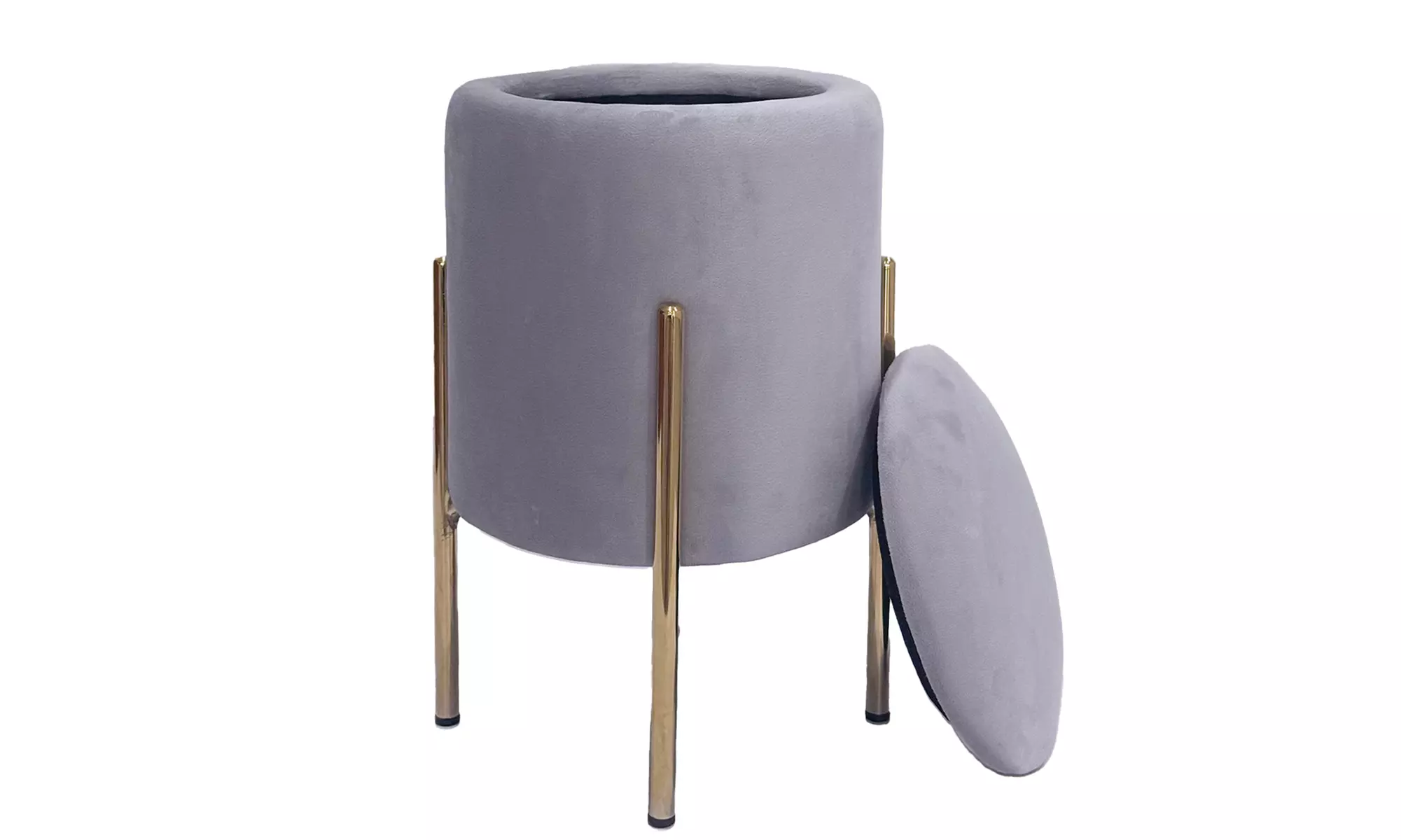 Puf de terciopelo con espacio de almacenamiento