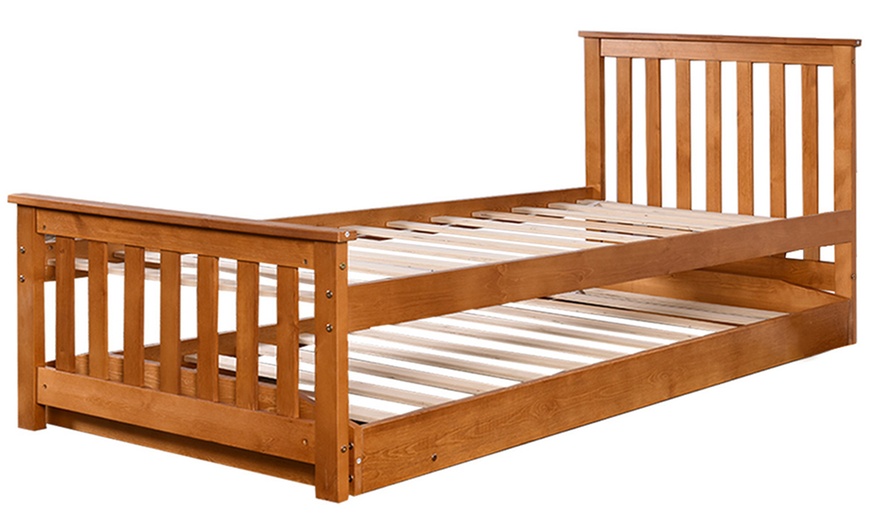 Image 4: Single Wooden Bed with Trundle