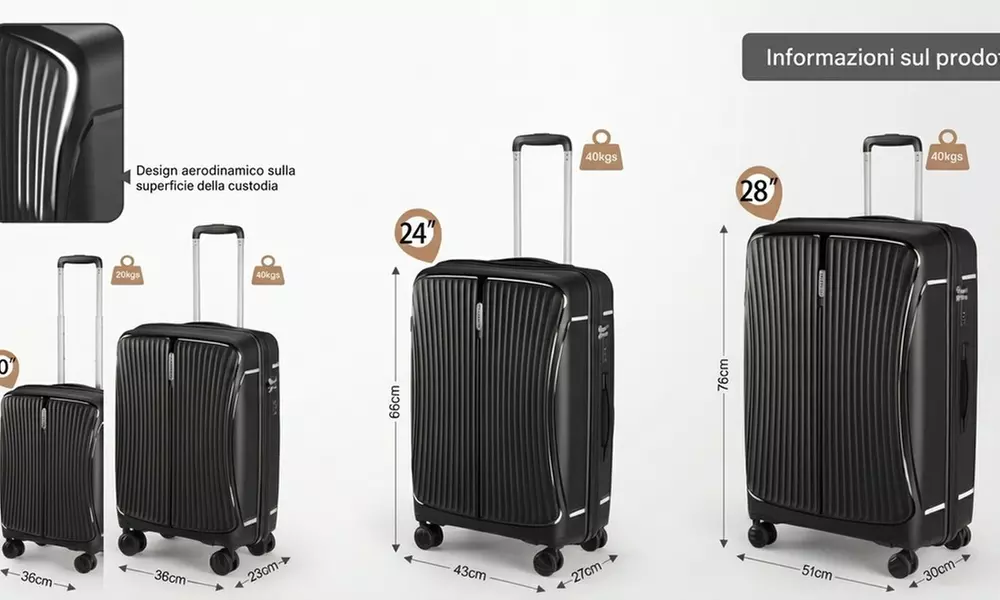 Set di 3 valigie rigide in ABS