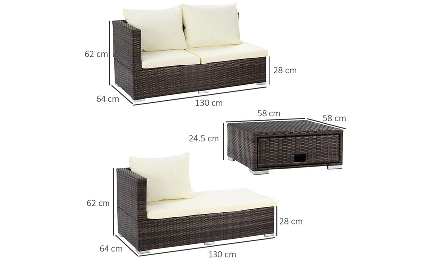 Image 19: Outsunny Rattan Effect Garden Sofa Set