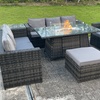 Image 2: Fimous 9-Seater Rattan-Effect Garden Furniture Set with Fire Pit Table